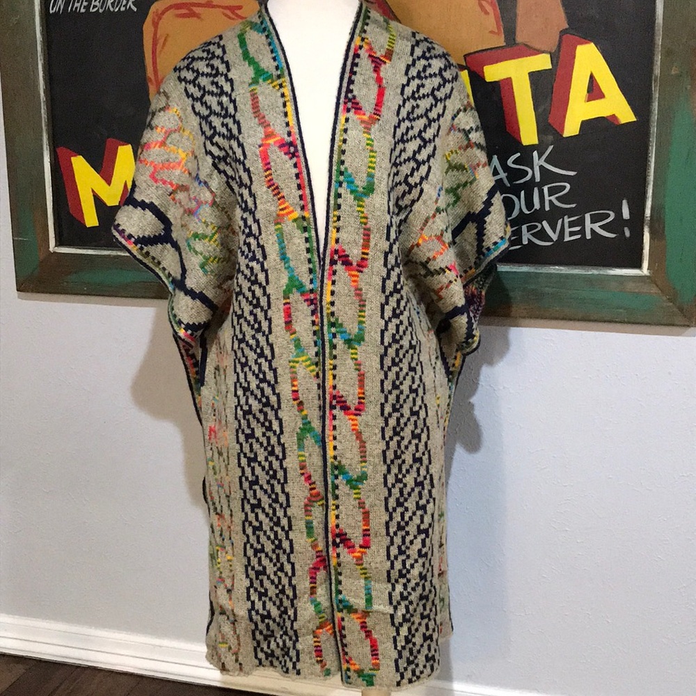 NWOT Freeway Colorful Knit Poncho Size Small
